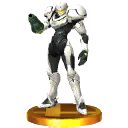 Trofeo de Samus con los colores del Traje de Luz (Super Smash Bros 3DS)