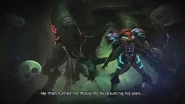 Metroid larvae with their Queen in a Metroid Dread flashback