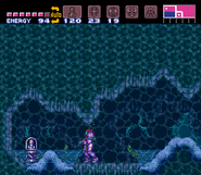 The underwater Missile Tank in Super Metroid