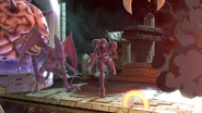 Dark Samus, Ridley, Mother Brain and a Metroid (talons can be seen).