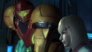 Samus listens as Madeline explains Project Metroid Warriors.