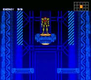 The only elevator on Ceres, at the start of Super Metroid. It only goes downward and cannot be used to leave the colony. When Samus is escaping, she only steps on it, causing a cutscene of Ceres' explosion to play while she escapes unseen.