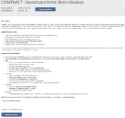 Contract Storyboard Artist listing