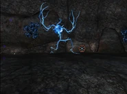 The Omega Pirate's skeleton, viewed in the Combat Visor while it is regaining energy.