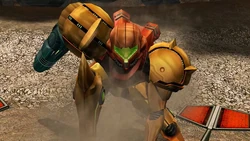 Samus pisa la zona de aterrizaje al inicio del juego.