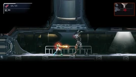 Damaged E.M.M.I. approaching Samus