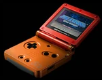 Карманная консоль Game Boy Advance SP редакции Metroid: Zero Mission (с рисунком из Испытания Руин в углу)