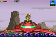 Samus a bordo de su nave en Crateria.