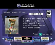 The Metroid Prime trailer in the main menu.