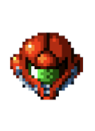 Samus's helmet icon from the Super Metroid Samus Data Screen.