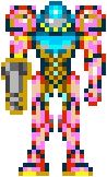 The glitched sprite of the Fully Powered Suit seen when Zero Suit Samus rides an elevator.