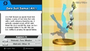 Zero Suit Samus's trophy depicting the Flip Jump