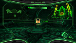 Samus using her Command Visor.