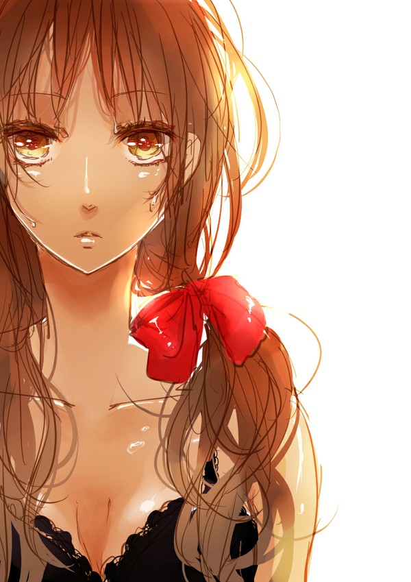 anime girl with dark brown hair and hazel eyes