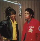 Siedah Garrett and Michael Jackson recording "I Just Can't Stop Loving You"