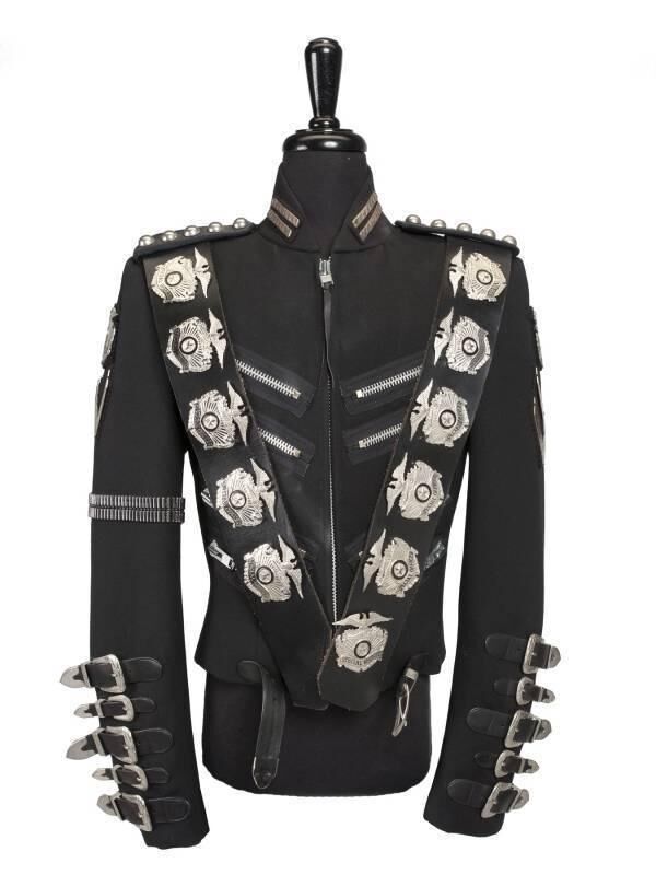 Michael Jackson Retro Punk Style Black Jacket Suit Badge and Black