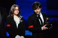 Paris and Prince accepting the Grammy Lifetime Achievement Award on behalf of their father at the 52nd Annual Grammy Awards in 2010