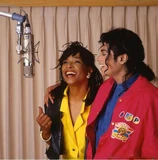Siedah Garrett and Michael Jackson recording "I Just Can't Stop Loving You"