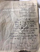 Handwritten track list draft for Dangerous (#1)