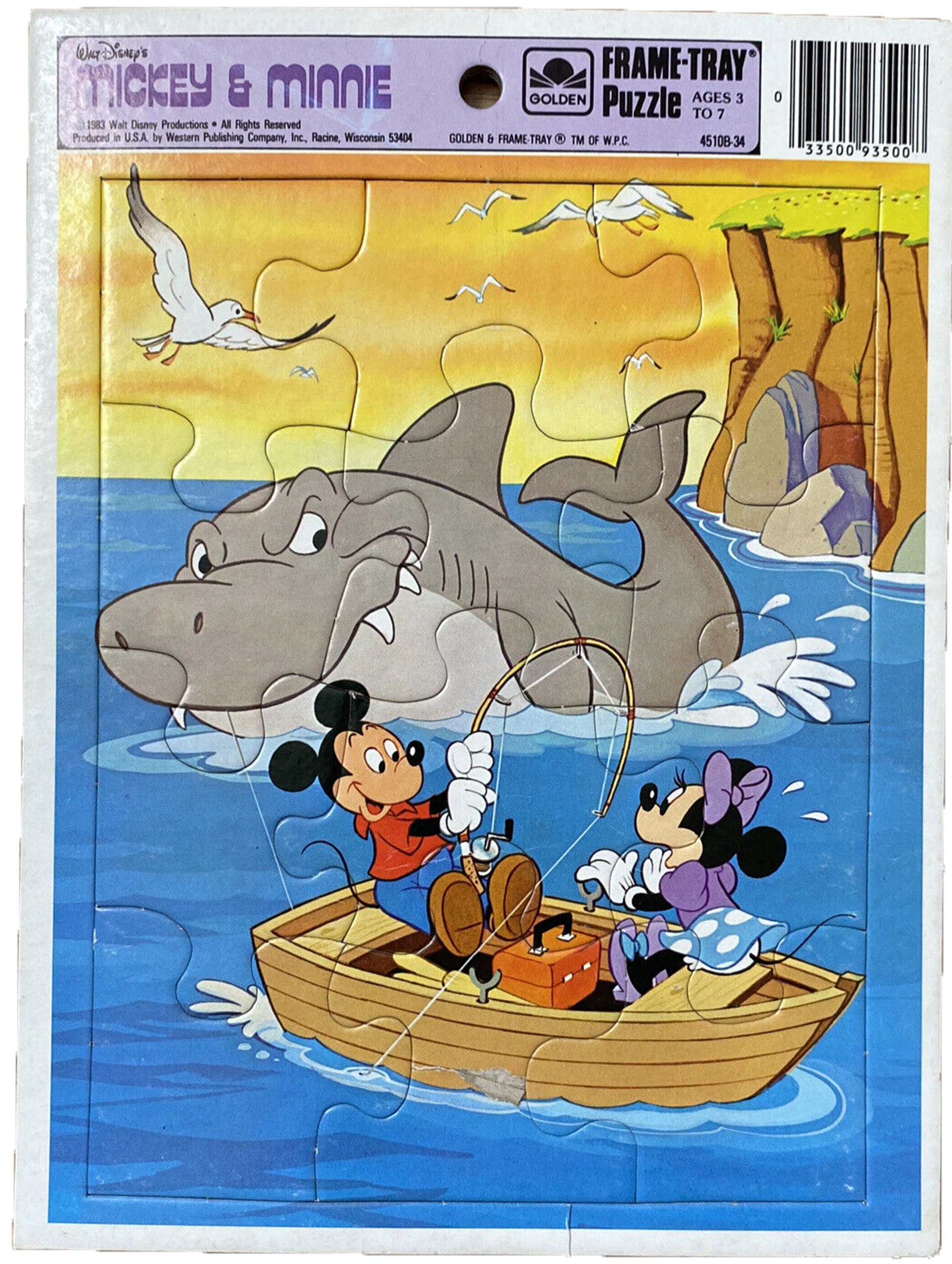 Mickey & Minnie - Shark Fishing (Golden Frame-Tray puzzle