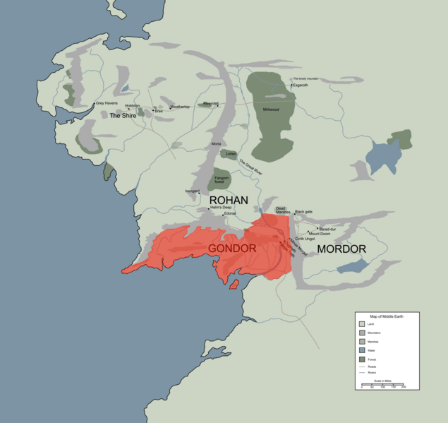 Gondor and Minas Tirith map