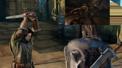 Here the background froze, while the game action kept playing in the upper right corner.