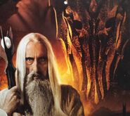 Saruman and his master, Sauron, from a poster for The Lord of the Rings motion picture trilogy.