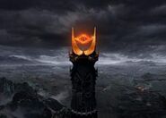 The top of the tower with the Eye of Sauron.