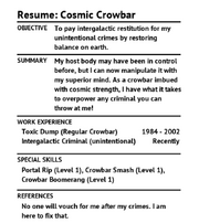 Resume CosmicCrowbar