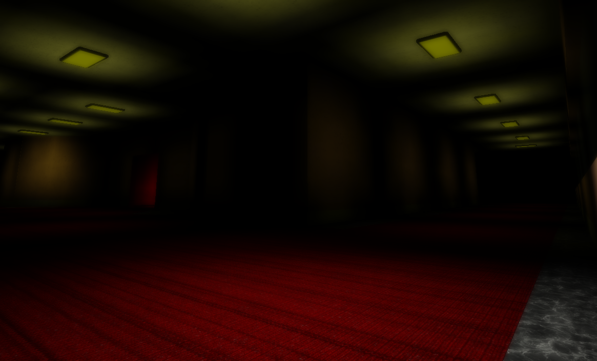 Dark corridor in a scary roblox game