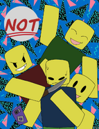 The "NOT" poster featuring TheManTheKillerTheMan. (Drawn by Emile_966)