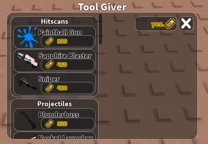 Tool giver UI