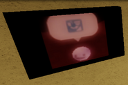One of the TV screen effects depicting Stress Ball saying "🛂".