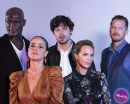 10-10-18 New York Comic Con Portrait Studio, Peter Mensah, Parisa Fitz-Henley, François Arnaud, Arielle Kebbel, and Jason Lewis