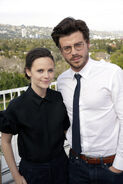 NBCUniversal Summer Press Day François Arnaud and Sarah Ramos on rooftop