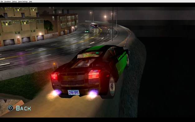 A Lamborghini Gallardo jumping the oceanside cliff in San Diego. Example is in Midnight Club 3.
