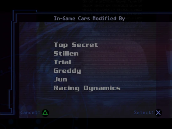In-game cars modified by: