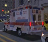 Rear view of a Ford F-350 Ambulance in New York City.