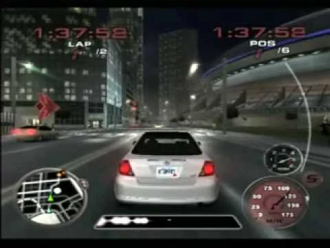 A rear view of a Scion tC racing in Tokyo.