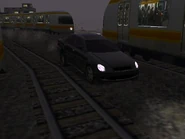 A black Lusso XT driving in the railways of Tokyo.