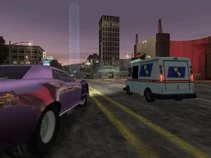 MC2 Grumman LLV Rear.jpg (34 KB) Rear of the Grumman LLV mail truck driving in Los Angeles. Notice how its company logo and color on it resemble that of the USPS Grumman LLVs.