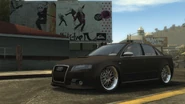 A black Audi RS4 on the streets of Los Angeles.