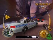 A Detroit Police car (Detroit Cop) chasing some racers in Detroit.
