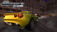 Rear view of a Lotus Elise racing in Detroit (possibly).