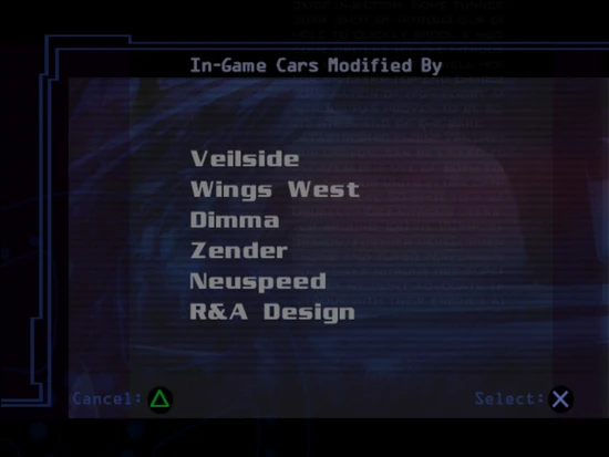 In-game cars modified by: