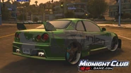 Rear view of a modified Nissan Skyline in Midnight Club: Los Angeles.