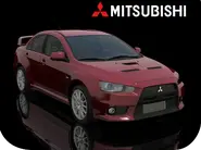 The Mitsubishi Lancer Evolution X depicted in the Showroom.