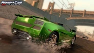A Lamborghini Gallardo Spyder races on the in-game Los Angeles River.