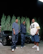 60E2BF6D-0076-471D-A5D2-88C67416CD4D.jpeg (596 KB) An image of Snoop Dogg, Warren G, and Nate Dogg taking a photo with two Chrysler 300Cs modified by DUB Magazine.