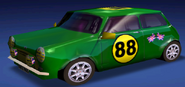 The incorrect UV mapping on the British Racing Green paint job.